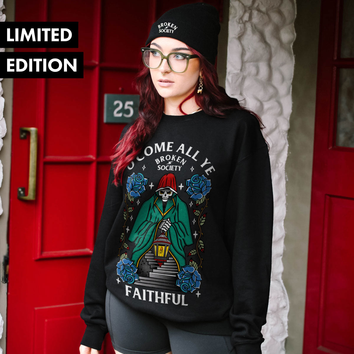 O Come All Ye Faithful Christmas Jumper (Unisex)-Tattoo Clothing, Tattoo Sweatshirt, JH030-Broken Society