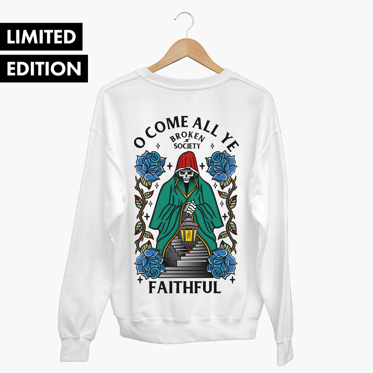 O Come All Ye Faithful Sweatshirt (Unisex)-Tattoo Clothing, Tattoo Sweatshirt, JH030-Broken Society