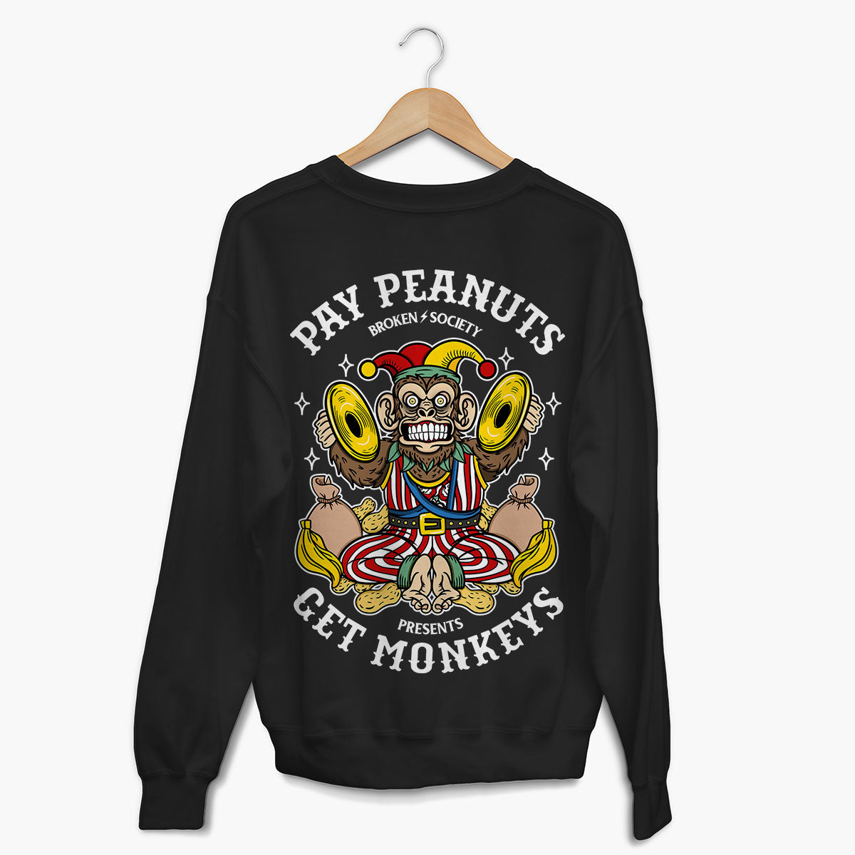 Pay Peanuts Sweatshirt (Unisex)-Tattoo Clothing, Tattoo Sweatshirt, JH030-Broken Society