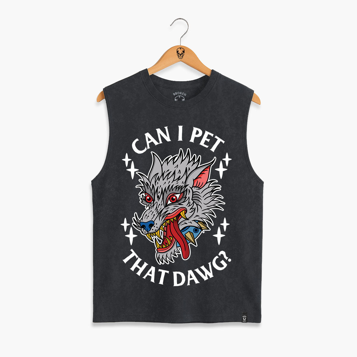 Pet That Dawg Front Print Sleeveless T-Shirt (Unisex)-Tattoo Clothing, Tattoo Sleeveless T-Shirt, EP01S-Broken Society