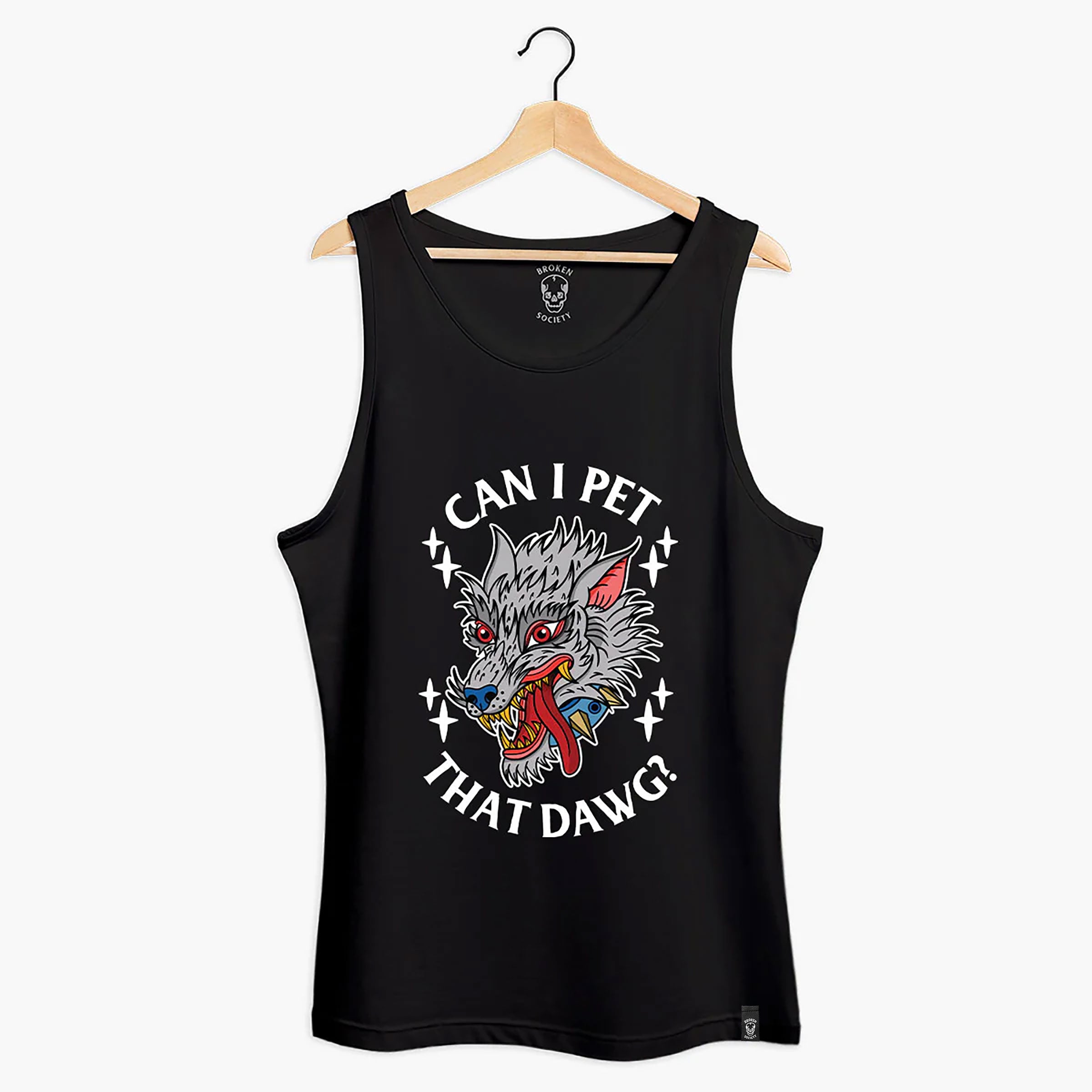 Pet That Dawg Front Print Tank (Unisex)-Tattoo Clothing, Tattoo Tank, 03980-Broken Society