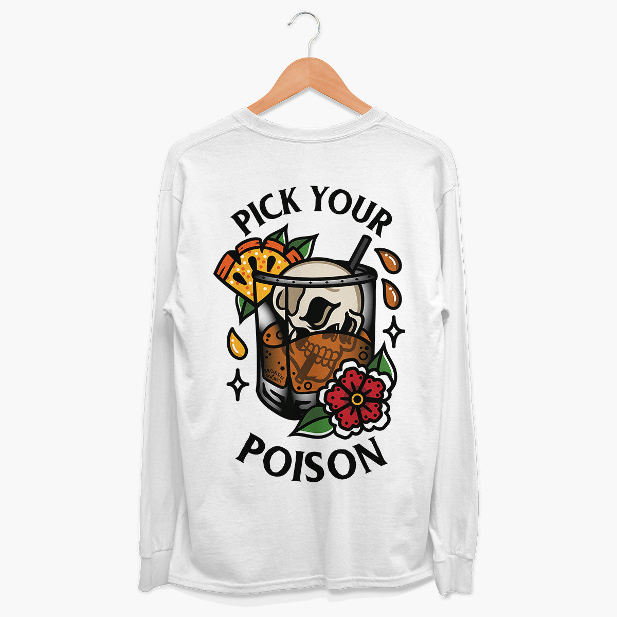 Pick Your Poison Long Sleeve T-Shirt (Unisex)-Tattoo Clothing, Tattoo Long Sleeve T-Shirt, EP185L-Broken Society