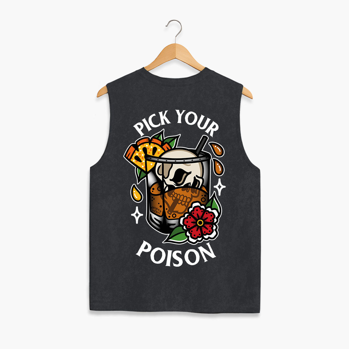 Pick Your Poison Sleeveless T-Shirt (Unisex)-Tattoo Clothing, Tattoo Sleeveless T-Shirt, EP01S-Broken Society