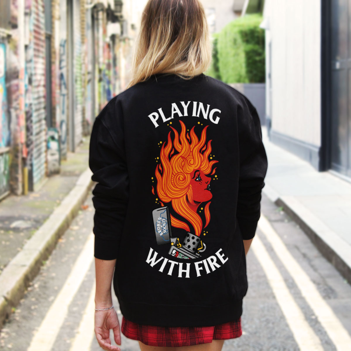 Playing With Fire Sweatshirt (Unisex)-Tattoo Clothing, Tattoo Sweatshirt, JH030-Broken Society