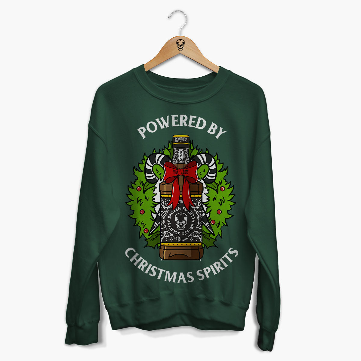 Powered By Christmas Spirits Christmas Jumper (Unisex)-Tattoo Clothing, Tattoo Sweatshirt, JH030-Broken Society