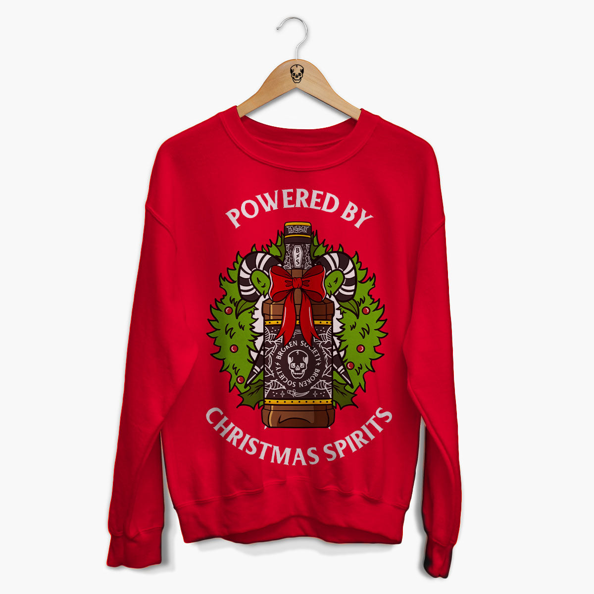 Powered By Christmas Spirits Christmas Jumper (Unisex)-Tattoo Clothing, Tattoo Sweatshirt, JH030-Broken Society