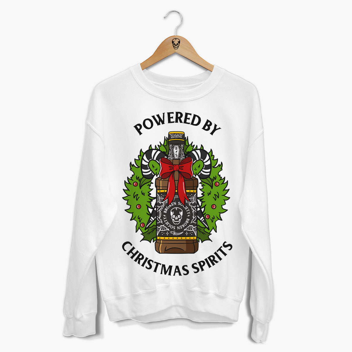 Powered By Christmas Spirits Christmas Jumper (Unisex)-Tattoo Clothing, Tattoo Sweatshirt, JH030-Broken Society