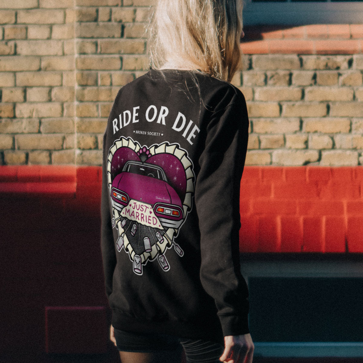 Ride Or Die Sweatshirt (Unisex)-Tattoo Clothing, Tattoo Sweatshirt, JH030-Broken Society