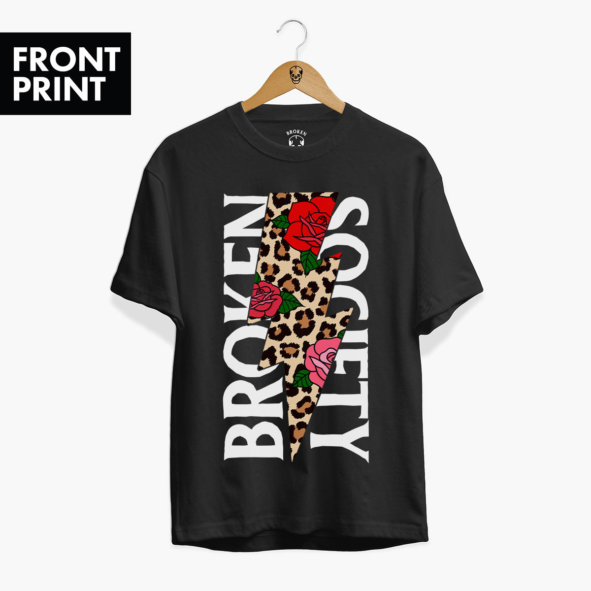 Roses And Animal Print Front Print T-shirt (Unisex)-Tattoo Clothing, Tattoo T-Shirt, EP01-Broken Society