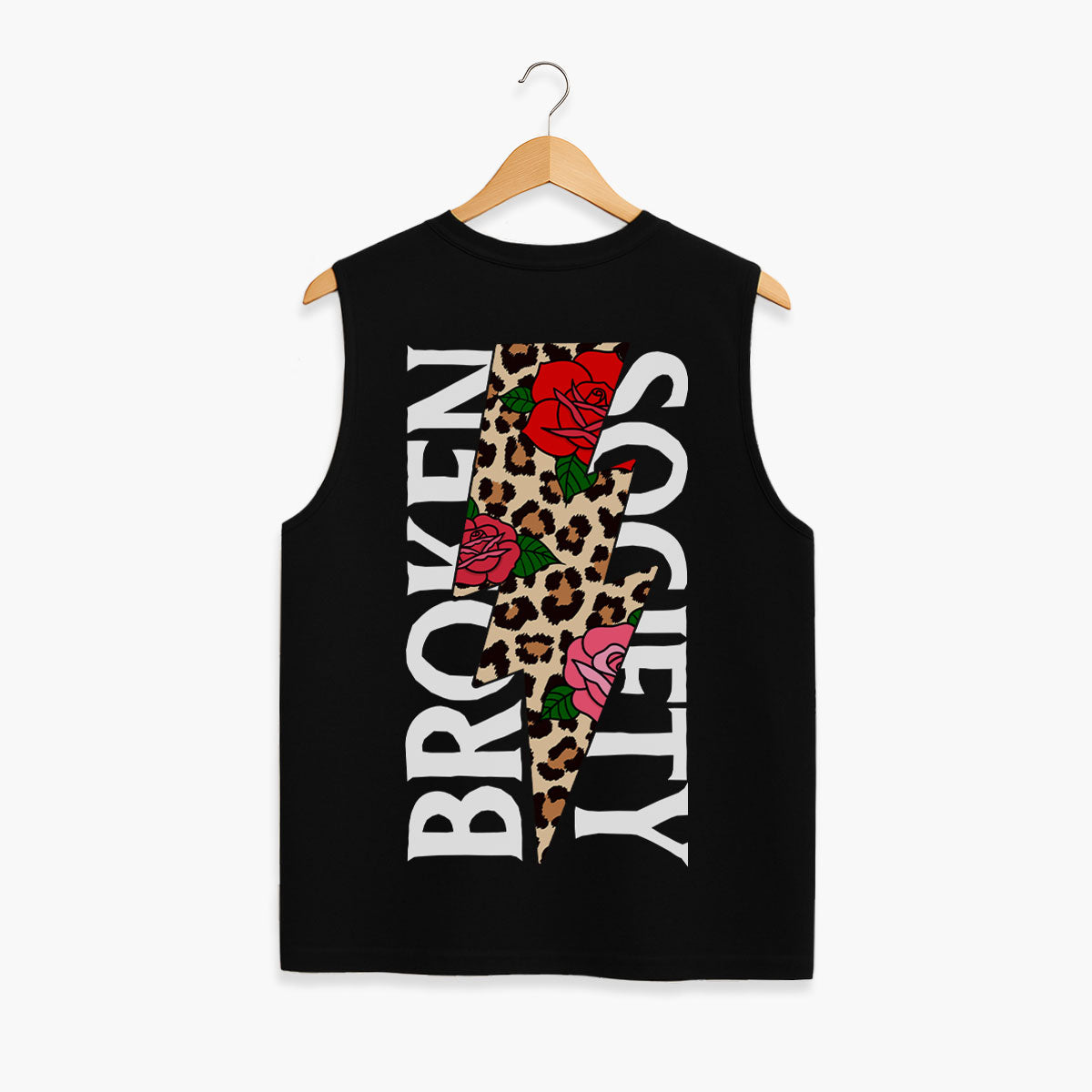 Roses And Animal Print Sleeveless T-Shirt (Unisex)-Tattoo Clothing, Tattoo Sleeveless T-Shirt, EP01S-Broken Society