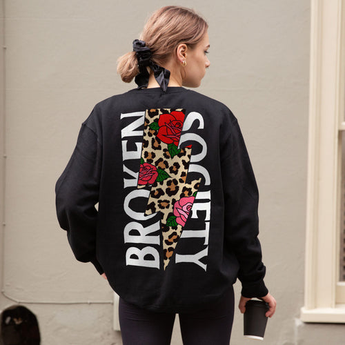 Roses And Animal Print Sweatshirt (Unisex)-Tattoo Clothing, Tattoo Sweatshirt, JH030-Broken Society