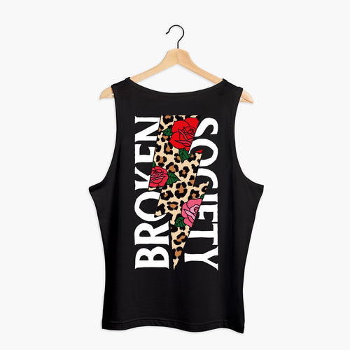 Roses And Animal Print Tank (Unisex)-Tattoo Clothing, Tattoo Tank, 03980-Broken Society