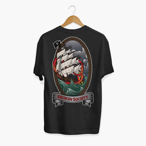 Rough Seas T-shirt (Unisex)-Tattoo Clothing, Tattoo T-Shirt, N03-Broken Society