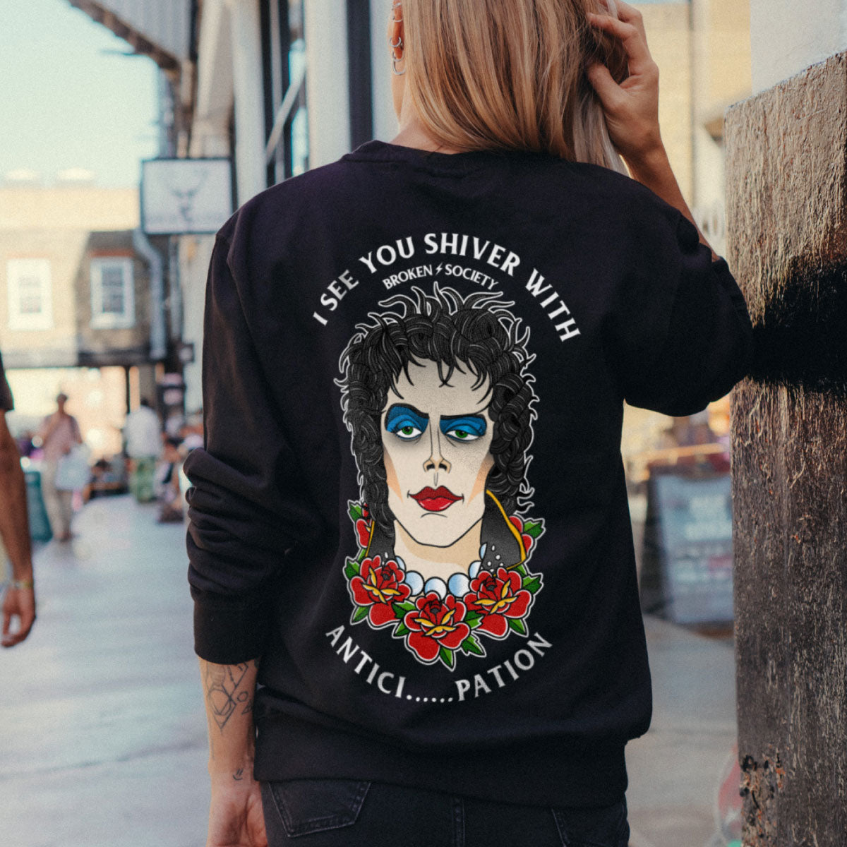 Shiver With Anticipation Sweatshirt (Unisex)-Tattoo Clothing, Tattoo Sweatshirt, JH030-Broken Society