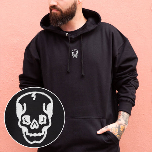 Skull Embroidered Hoodie (Unisex)-Tattoo Clothing, Tattoo Hoodie, JH001-Broken Society