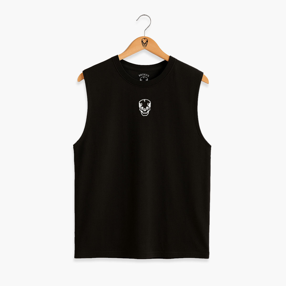 Skull Embroidered Sleeveless T-Shirt (Unisex)-Tattoo Clothing, Tattoo Sleeveless T-Shirt, EP01S-Broken Society