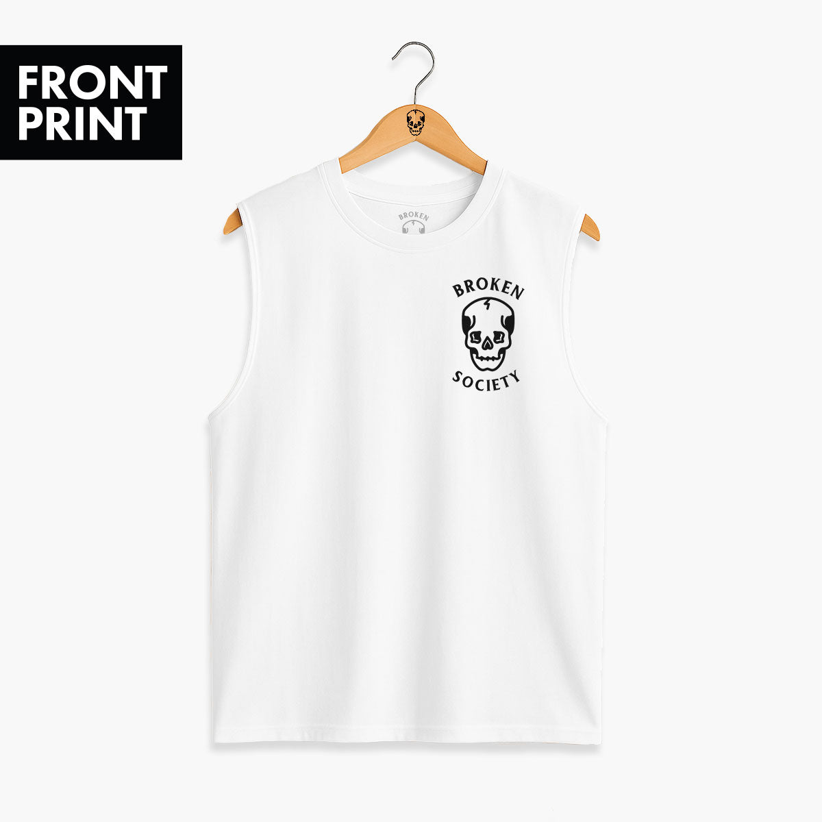 Skull Front Print Sleeveless T-Shirt (Unisex)-Tattoo Clothing, Tattoo Sleeveless T-Shirt, EP01S-Broken Society
