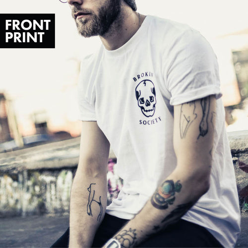 Broken Society Skull T-Shirt (Unisex)-Tattoo Clothing, Tattoo T-Shirt, N03-Broken Society