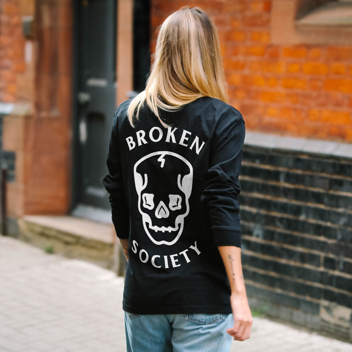 Skull Long Sleeve T-Shirt (Unisex)-Tattoo Clothing, Tattoo Long Sleeve T-Shirt, EP185L-Broken Society