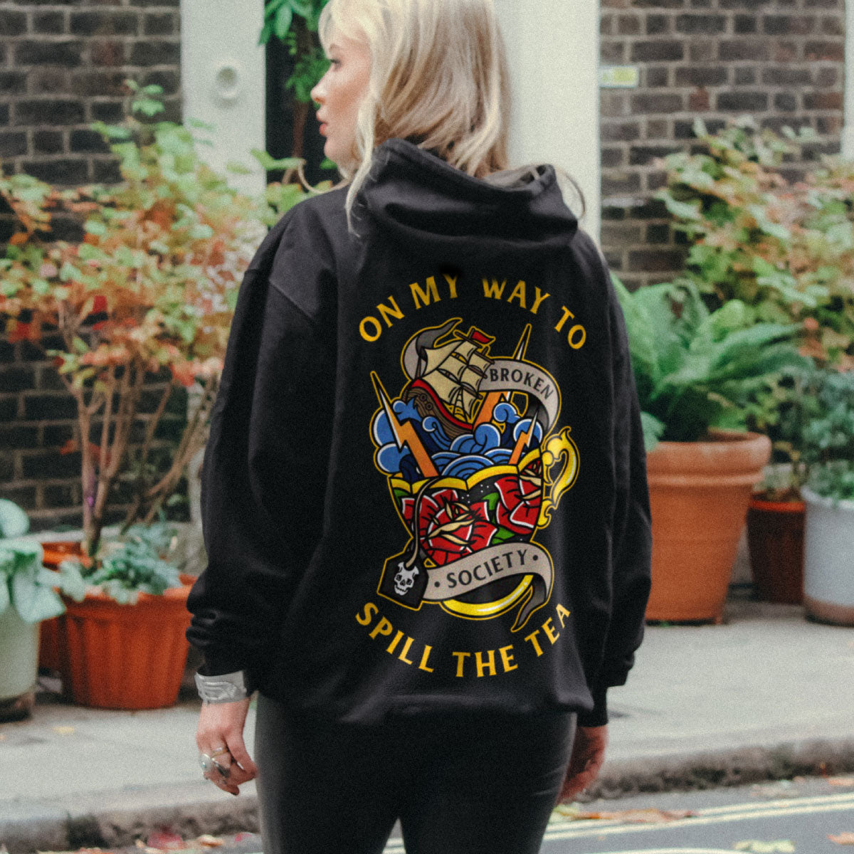 Spill The Tea Hoodie (Unisex)-Tattoo Clothing, Tattoo Hoodie, JH001-Broken Society