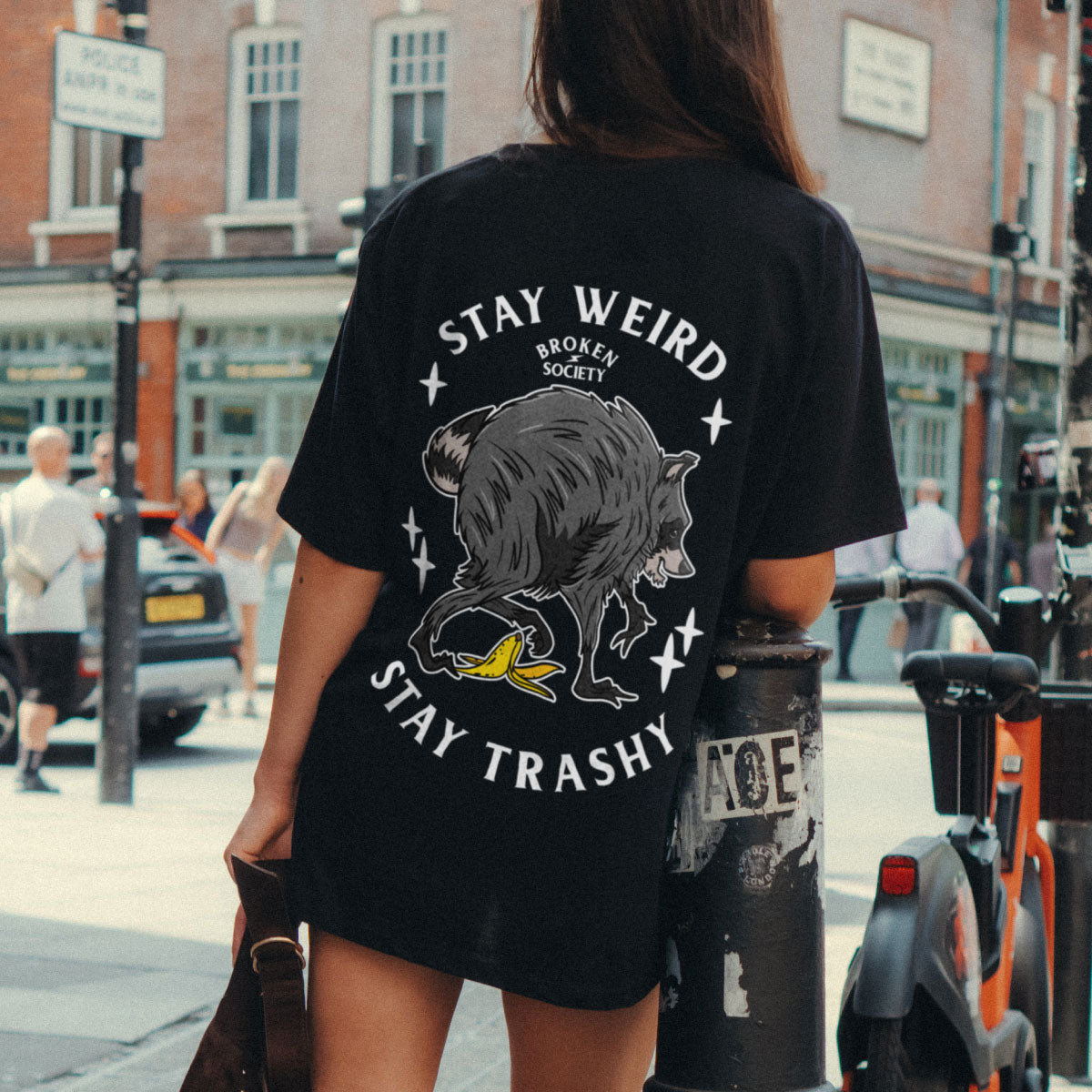 Stay Weird Stay Trashy T-Shirt (Unisex)-Tattoo Clothing, Tattoo T-Shirt, EP01-Broken Society