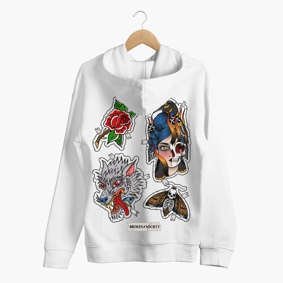Sticker Flash Sheet Hoodie (Unisex)-Tattoo Clothing, Tattoo Hoodie, JH001-Broken Society