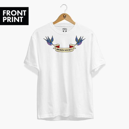 Swallows T-shirt (Unisex)-Tattoo Clothing, Tattoo T-Shirt, N03-Broken Society