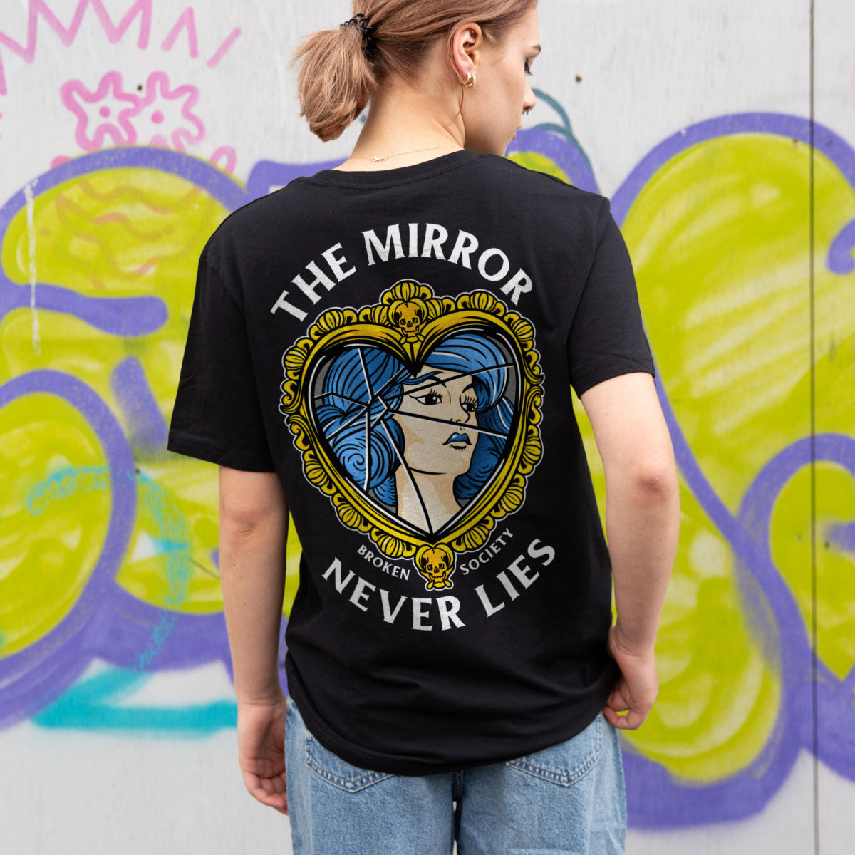 The Mirror Never Lies T-shirt (Unisex)-Tattoo Clothing, Tattoo T-Shirt, EP01-Broken Society