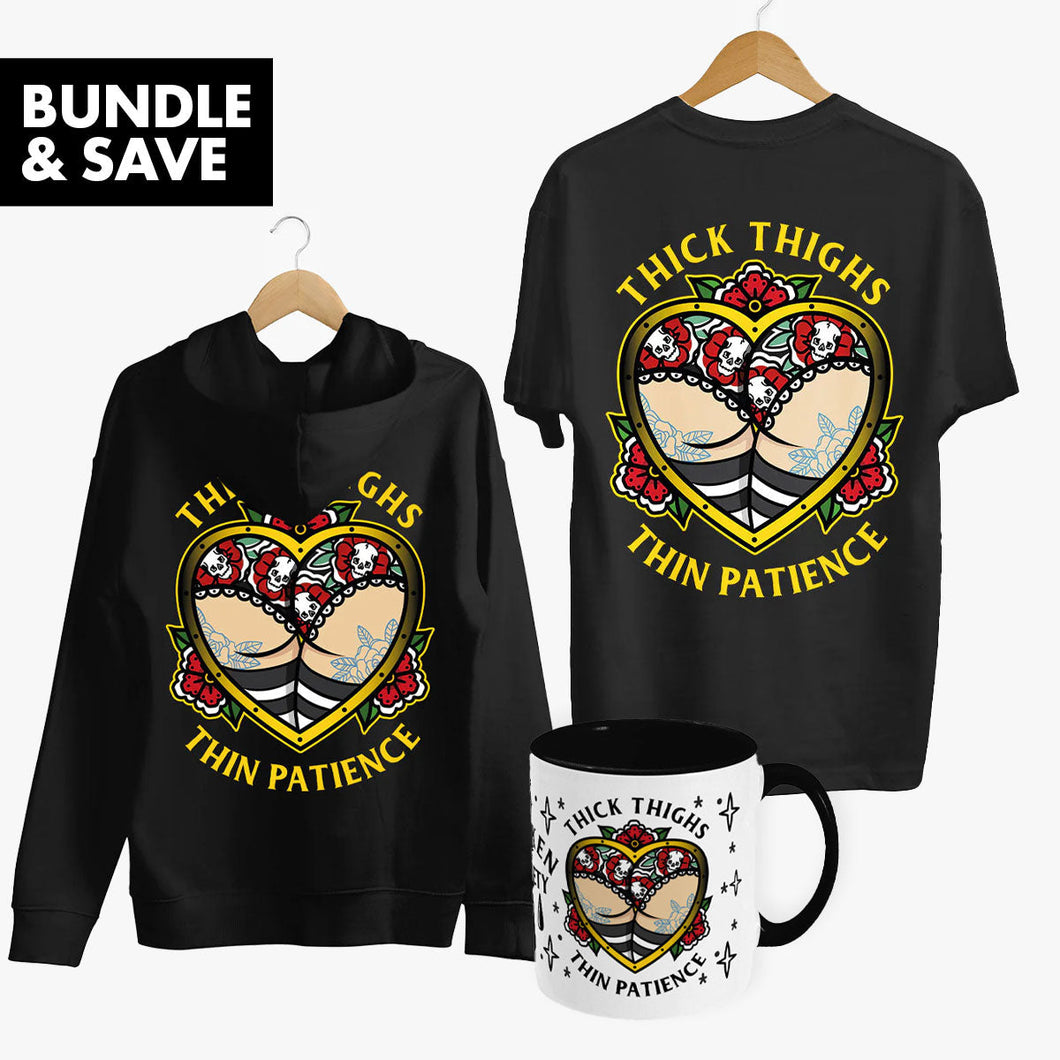 Thick Thighs Bundle (Black)-Tattoo Apparel, Tattoo Accessories, Tattoo Gift, Tattoo Bundle-Broken Society