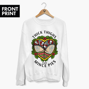 Thick Thighs Mince Pies Christmas Jumper (Unisex)-Tattoo Clothing, Tattoo Sweatshirt, JH030-Broken Society