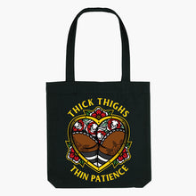 Load image into Gallery viewer, Thick Thighs Thin Patience Strong-As-Hell Tote Bag-Tattoo Apparel, Tattoo Accessories, Tattoo Gift, Tattoo Tote Bag-Broken Society