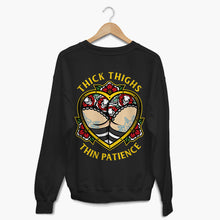 Load image into Gallery viewer, Thick Thighs Thin Patience Sweatshirt (Unisex)-Tattoo Clothing, Tattoo Sweatshirt, JH030-Broken Society