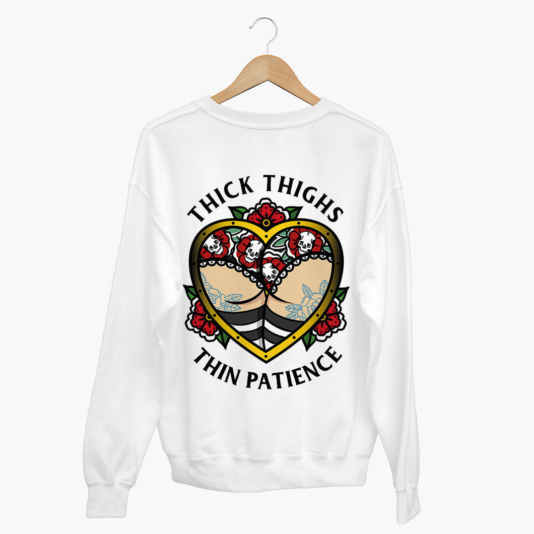 Thick Thighs Thin Patience Sweatshirt (Unisex)-Tattoo Clothing, Tattoo Sweatshirt, JH030-Broken Society