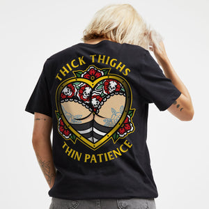 Thick Thighs Thin Patience T-shirt (Unisex)-Tattoo Clothing, Tattoo T-Shirt, N03-Broken Society