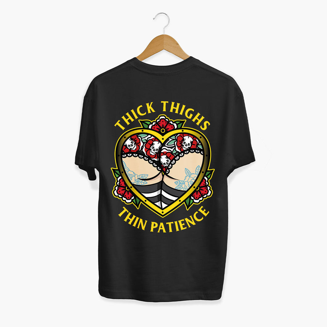 Thick Thighs Thin Patience T-shirt (Unisex)-Tattoo Clothing, Tattoo T-Shirt, N03-Broken Society