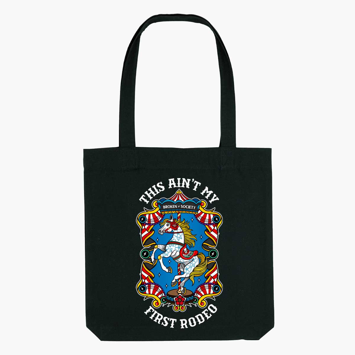 This Ain't My First Rodeo Strong-As-Hell Tote Bag-Tattoo Apparel, Tattoo Accessories, Tattoo Gift, Tattoo Tote Bag-Broken Society
