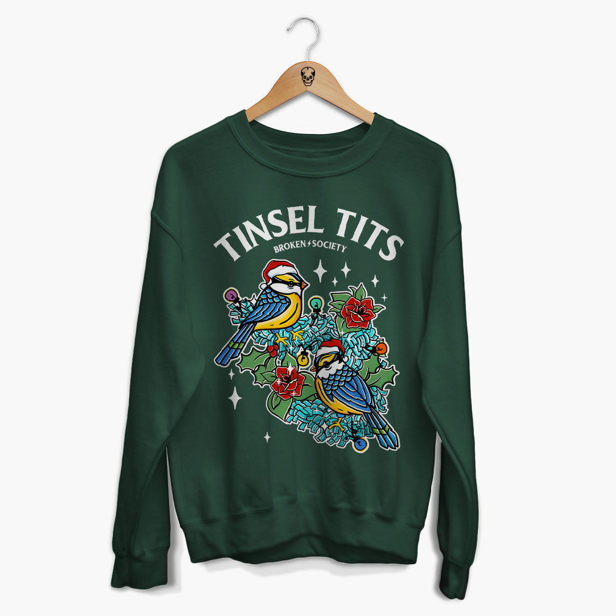 Tinsel Tits Christmas Jumper (Unisex)-Tattoo Clothing, Tattoo Sweatshirt, JH030-Broken Society