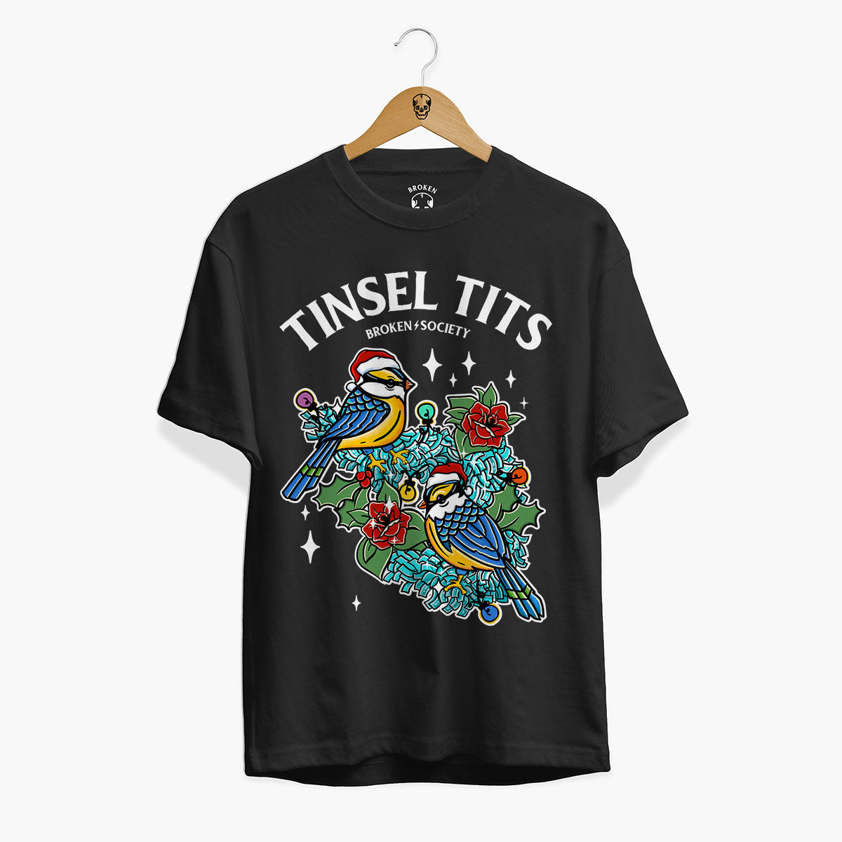 Tinsel Tits Christmas T-Shirt (Unisex)-Tattoo Clothing, Tattoo T-Shirt, EP01-Broken Society
