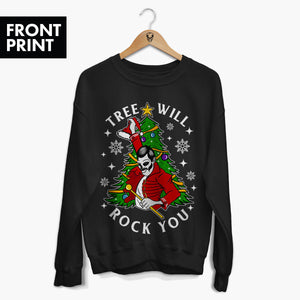 Tree Will Rock You Christmas Jumper (Unisex)-Tattoo Clothing, Tattoo Sweatshirt, JH030-Broken Society