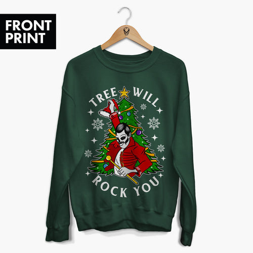 Tree Will Rock You Christmas Jumper (Unisex)-Tattoo Clothing, Tattoo Sweatshirt, JH030-Broken Society