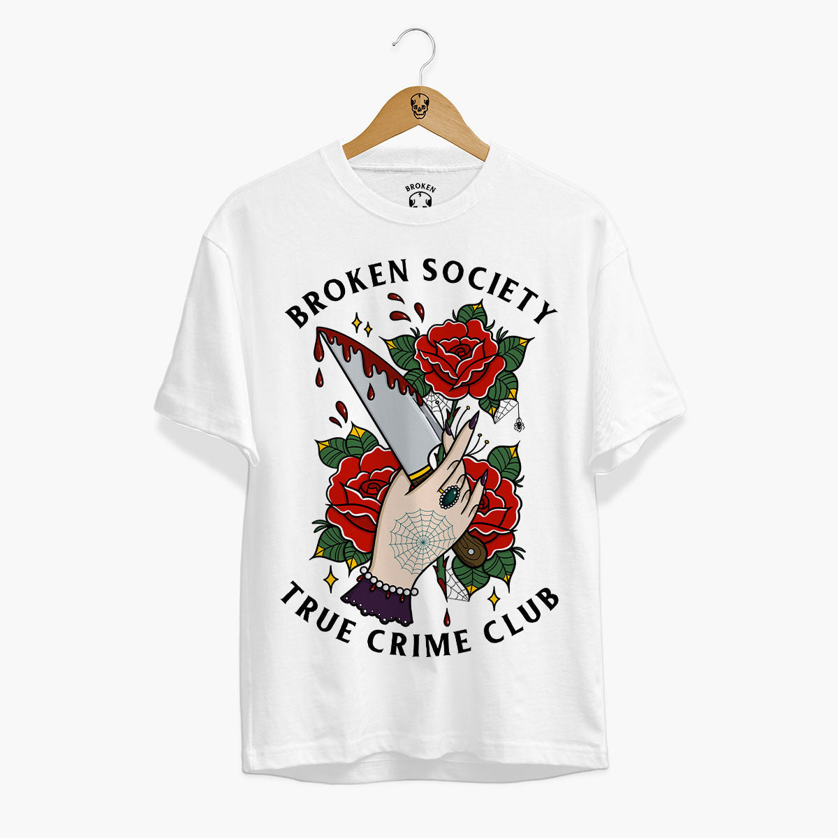 True Crime Club Front Print T-Shirt (Unisex)-Tattoo Clothing, Tattoo T-Shirt, N03-Broken Society