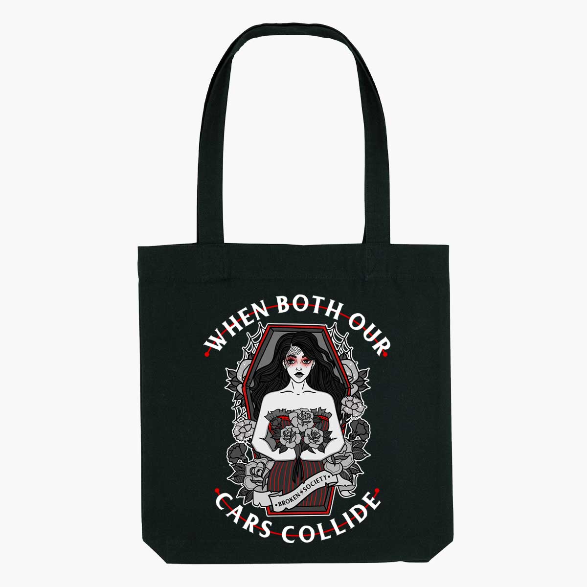 When Cars Collide Strong-As-Hell Tote Bag-Tattoo Apparel, Tattoo Accessories, Tattoo Gift, Tattoo Tote Bag-Broken Society